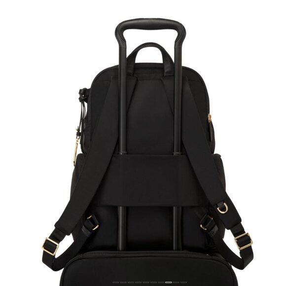 New TUMI Voyageur Celina Laptop Backpack 15 Inch Computer Black/Gold - Picture 6 of 12